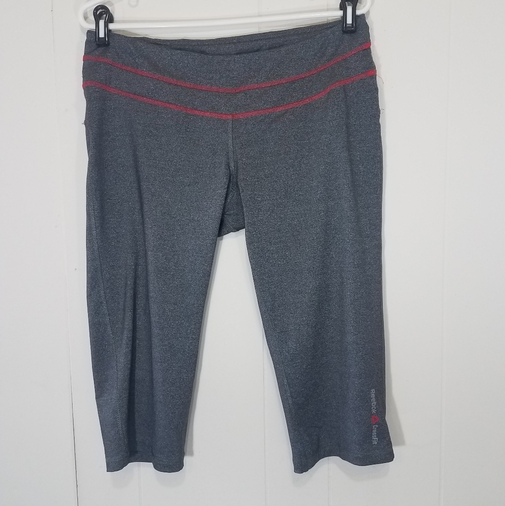 Reebok Crossfit Capri Pants Womens Medium Grey Red